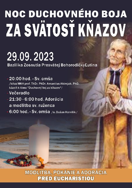 !! UŽ DNES V PIATOK !! Noc duchovného boja za svätosť kňazov Ľutina - POZÝVAME