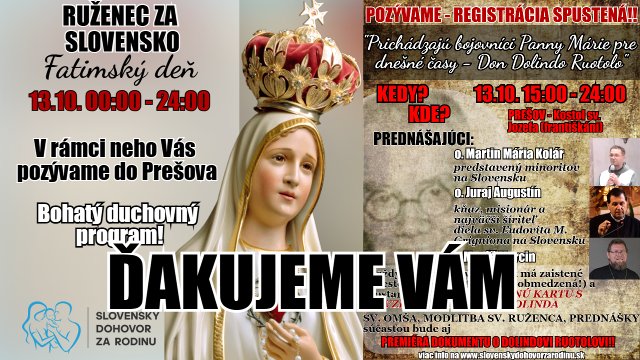 13.10. RUŽENEC ZA SLOVENSKO - VIDEOREPORTÁŽ - ĎAKUJEME VÁM