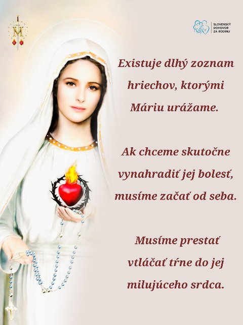 Pobožnosti prvých sobôt ako odčinenie za hriechy proti NEPOŠKVRNENÉMU SRDCU Panny Márie