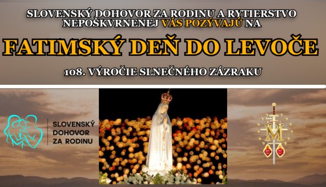 12.10 - 13.10. FATIMSKÝ DEŇ - 24h ruženec za Slovensko z LEVOČE - SPOJENÝ S MARIÁNSKOU PROCESIOU a PREMIÉROU DOKUMENTU
